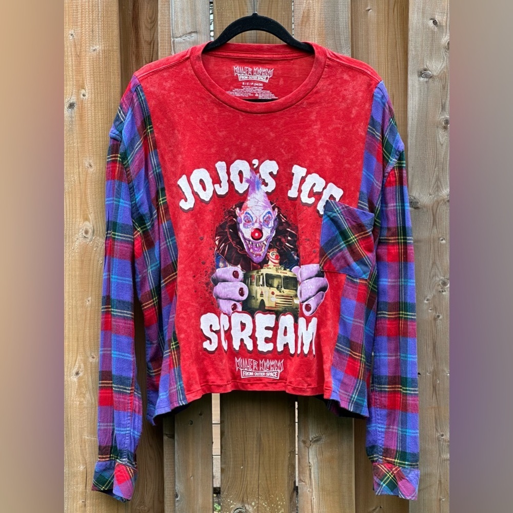 KILLER KLOWNS FROM OUTER SPACE Jojo's Ice Scream Upcycled Shirt - Free Size - Picture 2 of 4